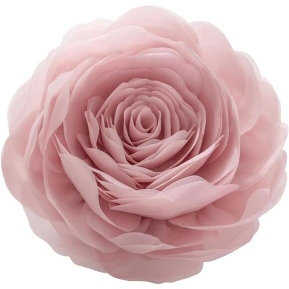 Round Flower Throw Pillow Cover 12x12 Dusty Pink Decorative Rose Cushion for Bed - Picture 3 of 7